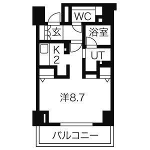 CASSIA車道(1K/10階)の間取り写真
