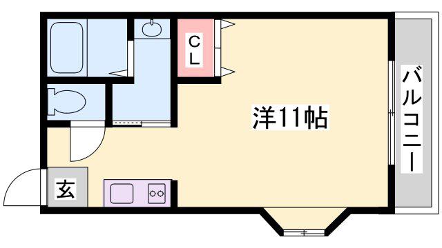 ハイネス花北(1K/2階)の間取り写真