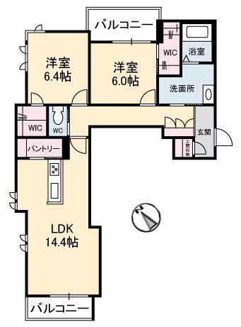 アルネスト(2LDK/2階)の間取り写真