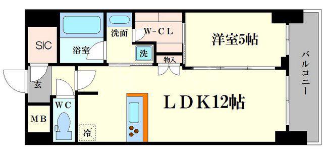 アーバネックス本町(1LDK/8階)の間取り写真