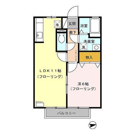 グリーンスクエア(1LDK/2階)の間取り写真