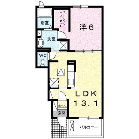 クラール鬼無 B(1LDK/1階)の間取り写真