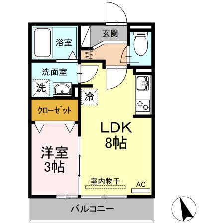 T.メルヘン(1LDK/2階)の間取り写真