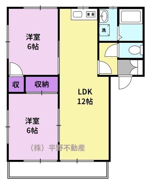 グリフォンガーデン池尻B(2LDK/2階)の間取り写真