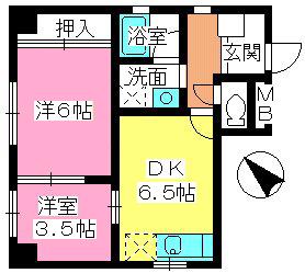 エクセレント百年橋(2DK/1階)の間取り写真