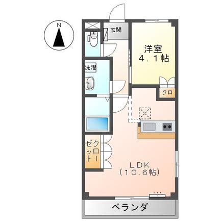 ピュアフォースせいら(1LDK/1階)の間取り写真