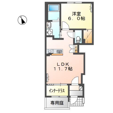 山宮アパート(1LDK/1階)の間取り写真