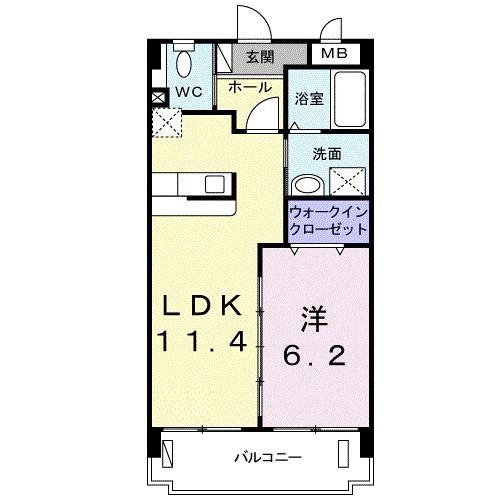 パークサイドスプリング(1LDK/4階)の間取り写真