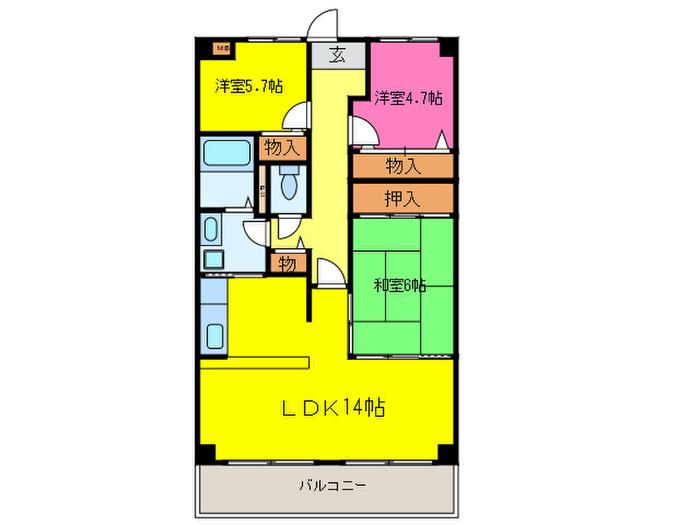 サウスベイヴィラ(3LDK/2階)の間取り写真