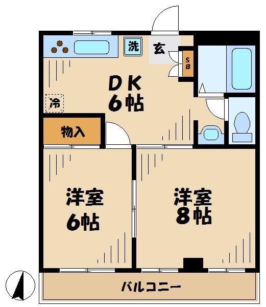 フォレストコート(2DK/3階)の間取り写真