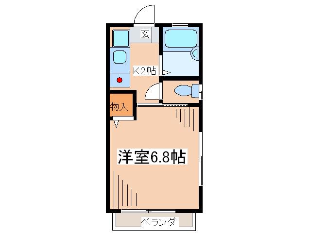 大仙ハイツ(1K/2階)の間取り写真