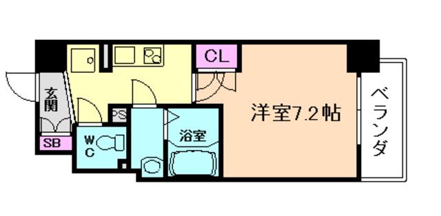 BPRレジデンス新梅田(1K/3階)の間取り写真