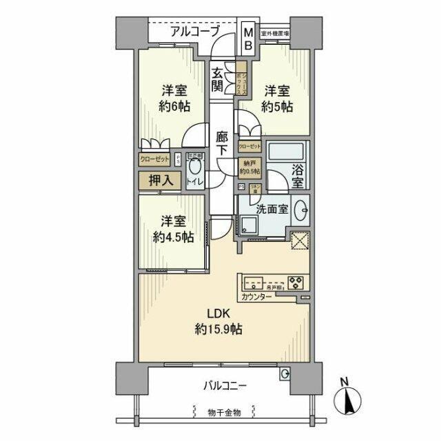 ザ・パークハウス茅ヶ崎(3LDK/12階)の間取り写真