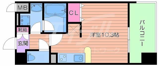 レジディア心斎橋ウエスト(ワンルーム/11階)の間取り写真