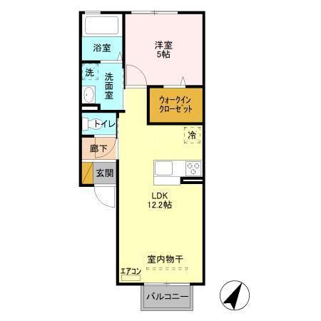 ベアー フルーツ(1LDK/2階)の間取り写真