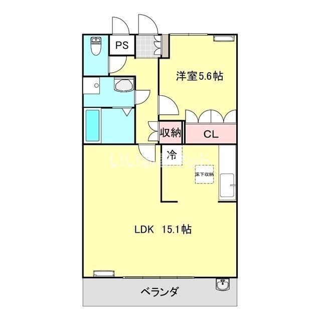 スカイヒルズC(1LDK/1階)の間取り写真
