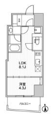 ALTERNA文京湯島(1LDK/5階)の間取り写真