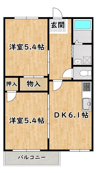 佃ハイツ(2DK/1階)の間取り写真