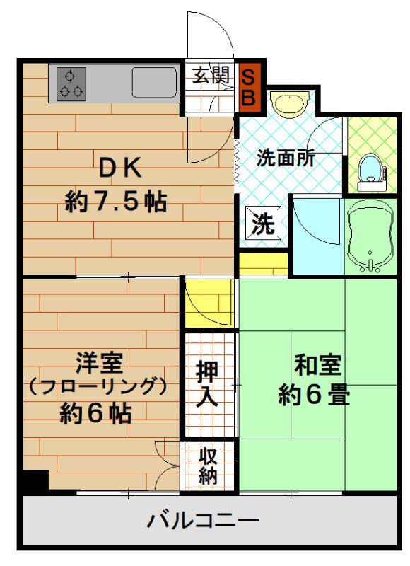 マルティニーク(2DK/5階)の間取り写真