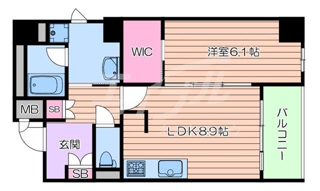 レシオ千里丘(1LDK/5階)の間取り写真