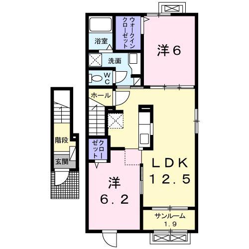 ガーデンハウス・アルバ(2LDK/2階)の間取り写真