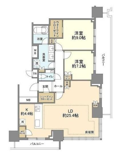 BRILLIA TOWER 浜離宮(2LDK/31階)の間取り写真