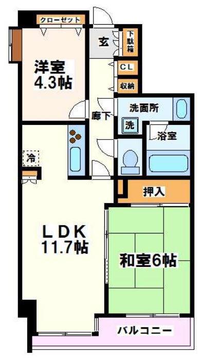 南烏山パークホームズ 弊社管理物件(2LDK/2階)の間取り写真