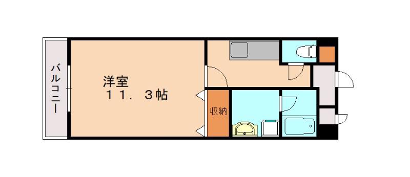 ラ・ルーナ月(1K/3階)の間取り写真
