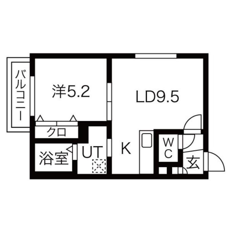 ソレイユ平岸(1LDK/2階)の間取り写真