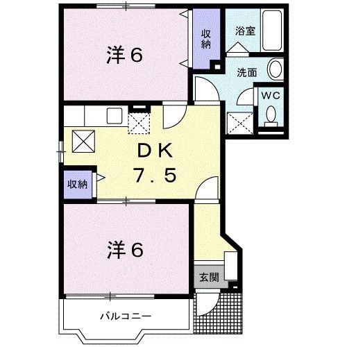 グランメゾンS B(2DK/1階)の間取り写真