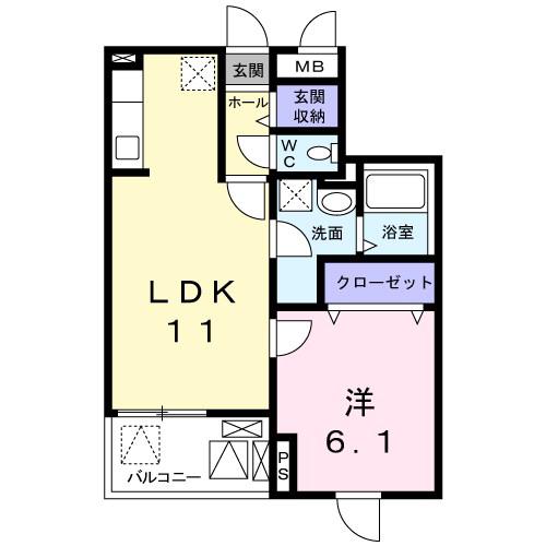 アレグリア 3番館(1LDK/2階)の間取り写真