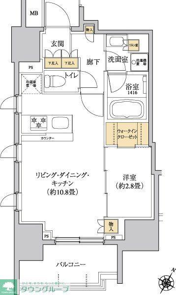 グレーシアフィット三軒茶屋(1LDK/14階)の間取り写真