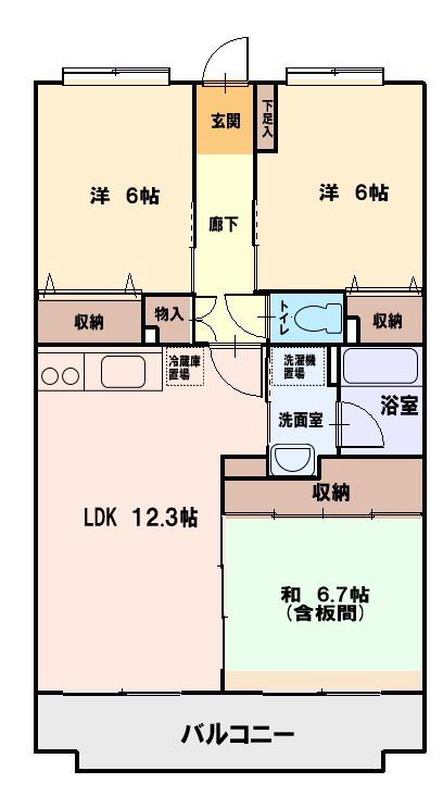 サザンパーク(3LDK/1階)の間取り写真