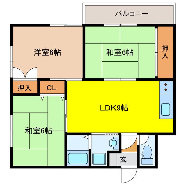 スティルライフ黒髪(3LDK/2階)の間取り写真