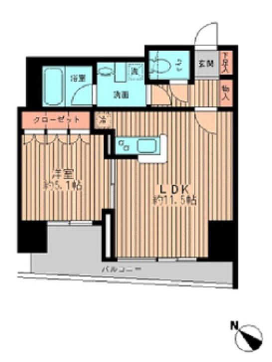 日本橋ファーストレジデンス(1LDK/13階)の間取り写真