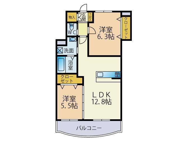 ドルチェ・ヴィータ(2LDK/1階)の間取り写真