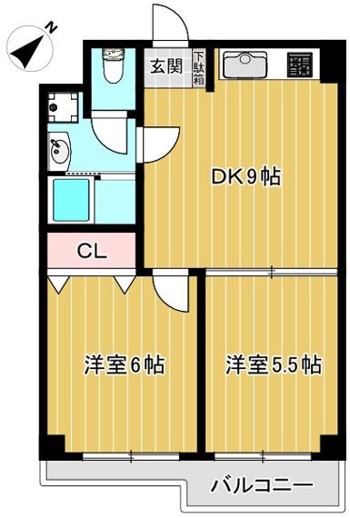 セイコーガーデン大塚(2DK/4階)の間取り写真