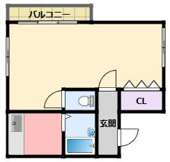 カワベハイツ(1K/2階)の間取り写真
