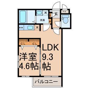 MOVE若宮(1LDK/1階)の間取り写真