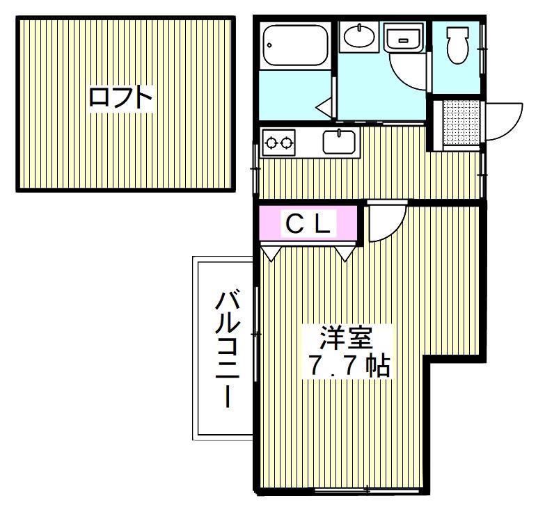 ロミーナB(1K/2階)の間取り写真