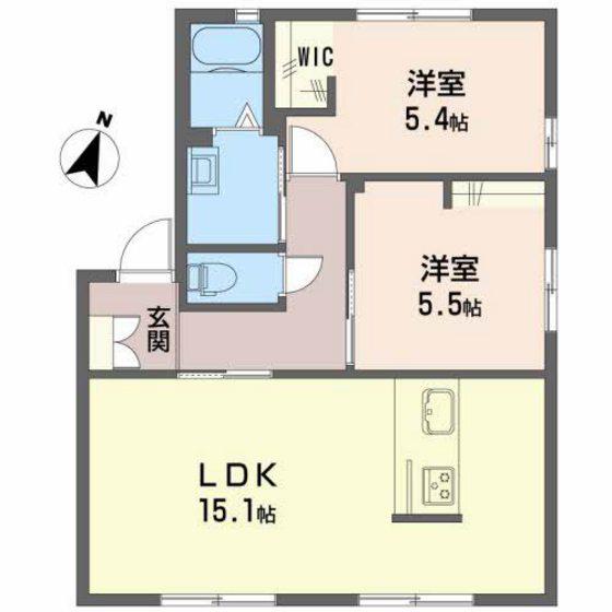 グリーンヒルズ C棟(2LDK/1階)の間取り写真