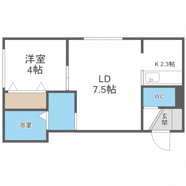 地下鉄東豊線 美園駅 徒歩8分 4階建 築8年(1DK/4階)の間取り写真