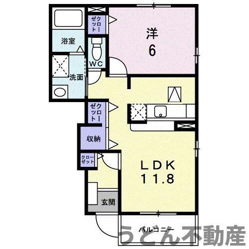 サン リット(1LDK/1階)の間取り写真