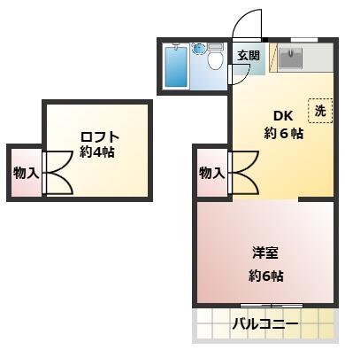 ヴェルディ弘明寺A(1DK/2階)の間取り写真