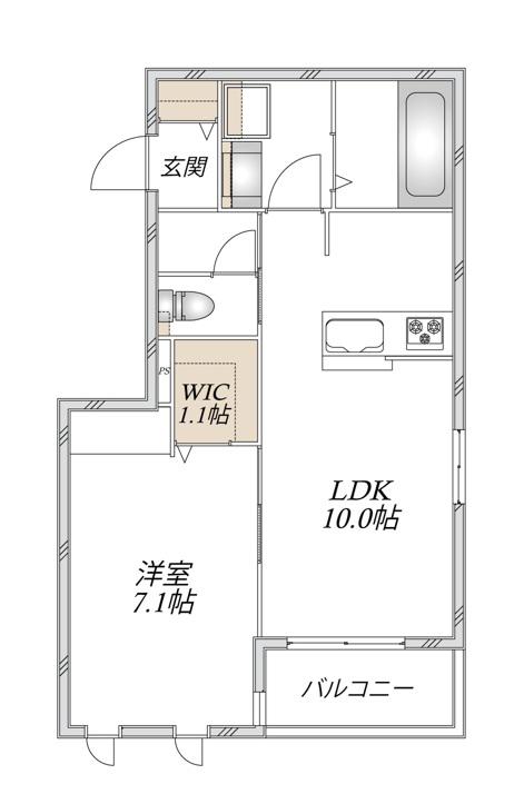 GREEN LEAF(1LDK/3階)の間取り写真