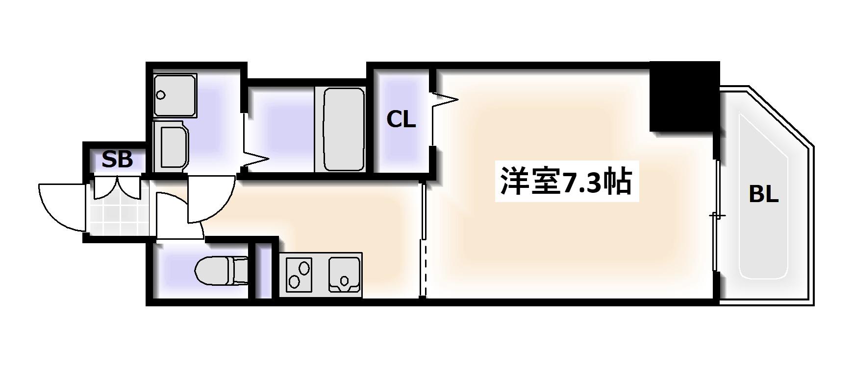 ワールドアイ天王寺ミラージュ(1K/3階)の間取り写真