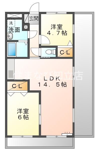 サンルートNON・NO(2LDK/6階)の間取り写真