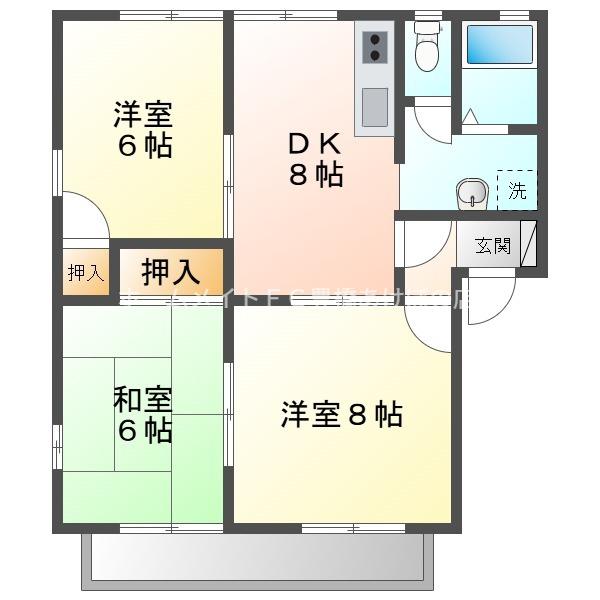 フレグランス新栄 E棟(3DK/2階)の間取り写真