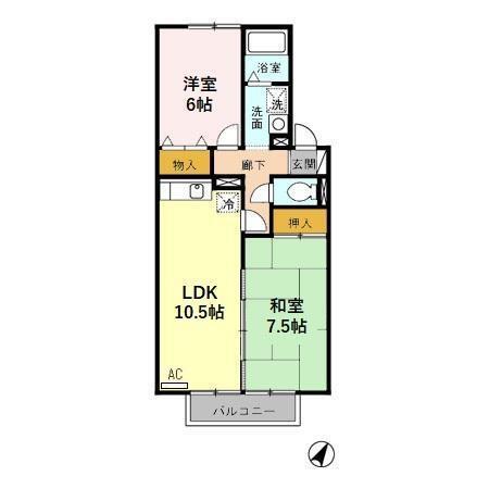 サザンクロス(2LDK/1階)の間取り写真