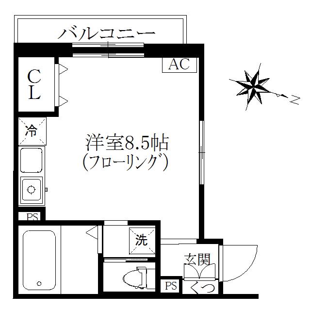 エコ・菊地ハウス(ワンルーム/1階)の間取り写真